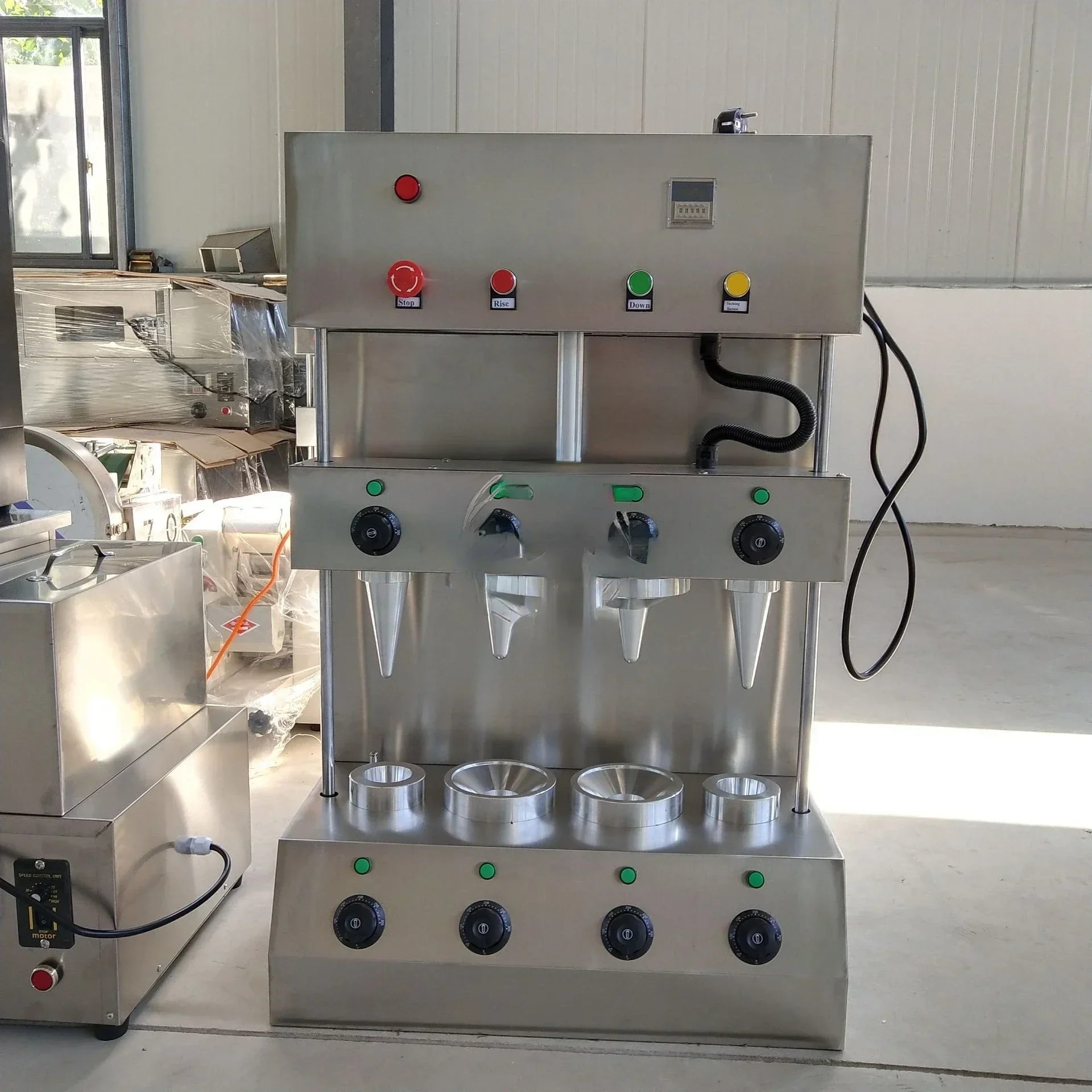 

Hot Sale 2019 Hot Sale Pizza Machine 4 Heads Pizza Cone Machine Stainless Steel Cone Pizza Machine