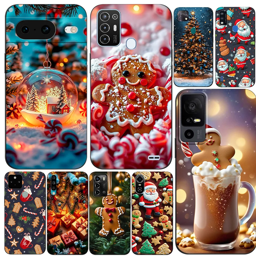 Black Tpu Case For TCL phone 30 plus 303 30XE 30V 30SE E 306 305 40R 40SE 405 406 408 happiness Christmas day