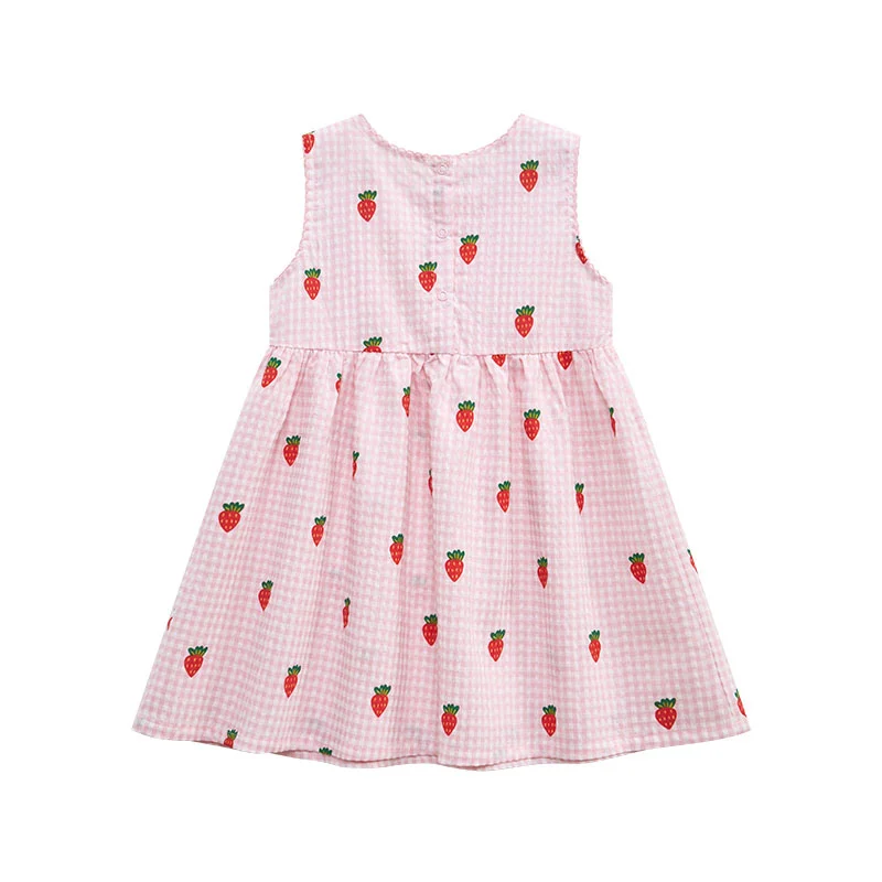 Jumping Meters  2-7 Years Sleeveless Strawberry Summer Princess Girls Dresses Cute Children's Party Birthday Kids  Frocks