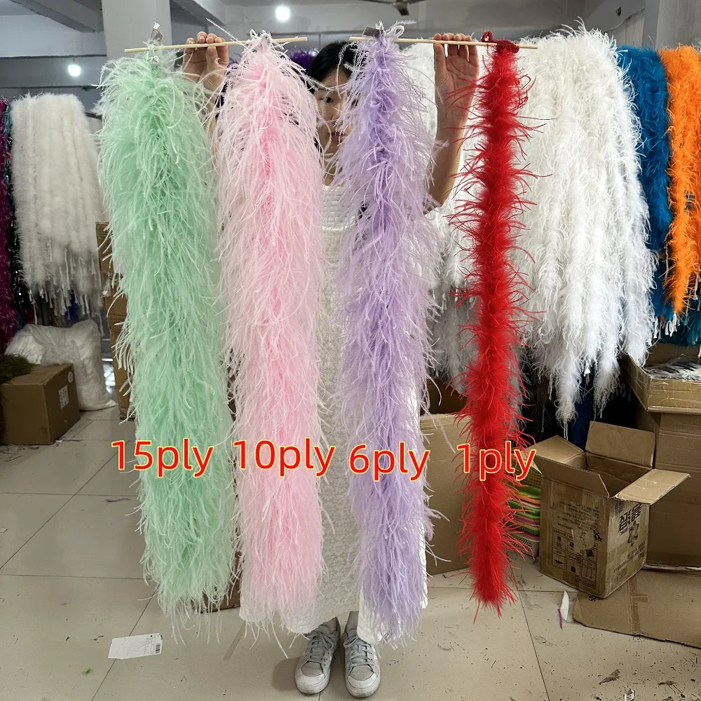 Customized Green Ostrich Feathers Boa 1-15 Ply Wedding Clothing Dress Decoration Fluffy Feather Trim Plumas Shawl 1Meter long