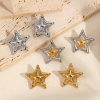 Fashion Delicate Star shaped Stainless Steel Geometric Earrings Metal Smooth High Quality Polished Waterproof Jewelry