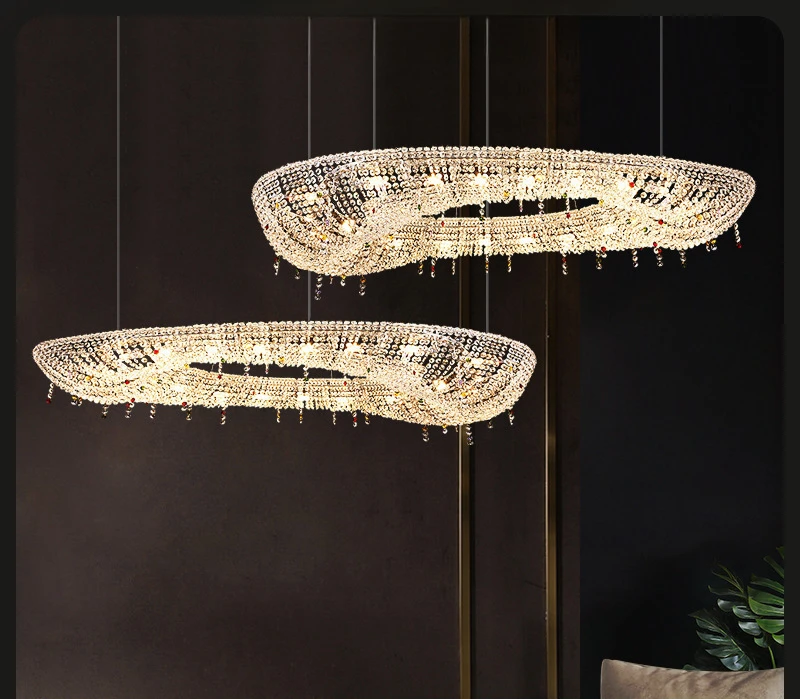 Crystal chandelier designer dining room living room light luxury hotel lobby art headlamp