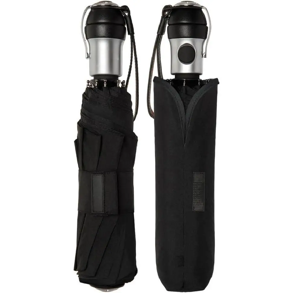 W_SOLO UMBRELLA (Classic Black) - Quality Windproof Travel Umbrella with Automatic Open Portable  Chair