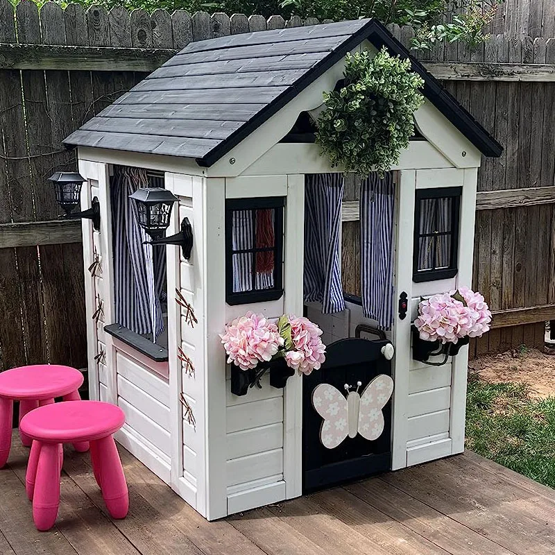 outdoor wooden house children's play house small wooden kindergarten game play house props courtyard wooden tent