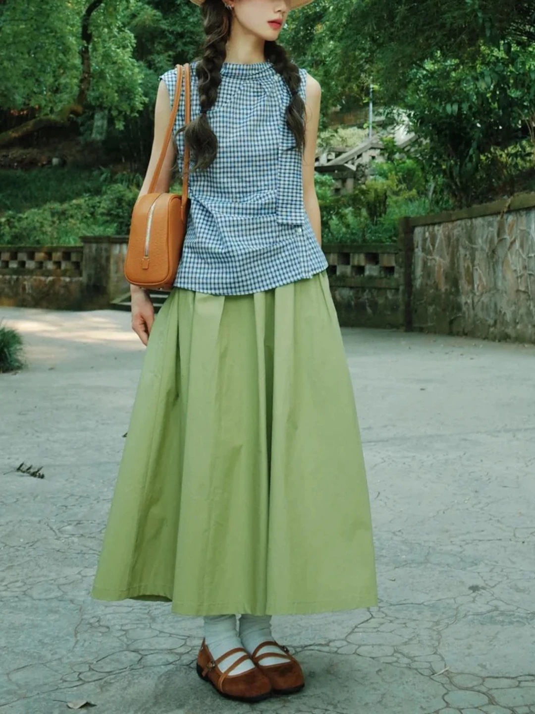 

Matcha een Юбка-миди с высокой талией из чистого хлопка длиной до колена Юбка-зонтик женский модный летний комплект одежды