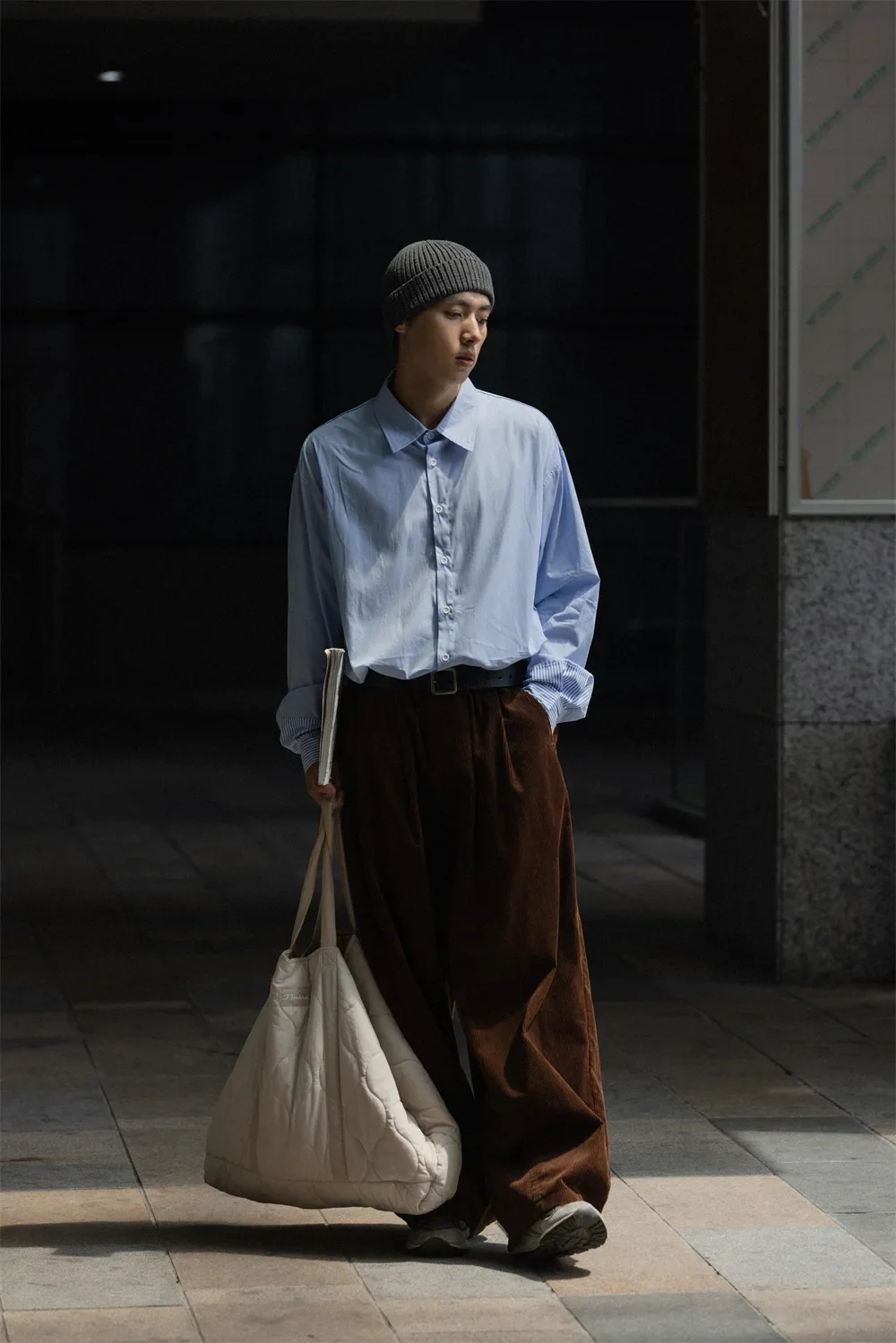 Washed Pure Cotton Corduroy Cargo Pants Men's Japanese Streetwear Loose Casual Oversized Wide Leg Baggy Pants Cityboy Trousers