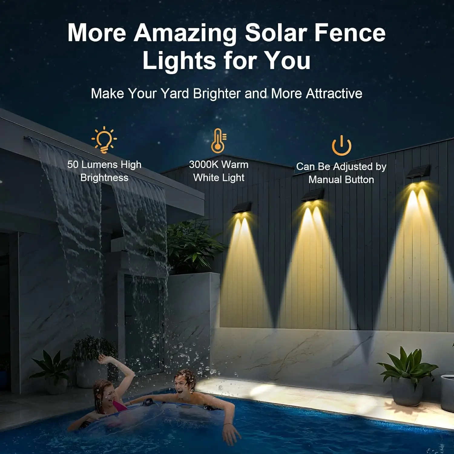 Luces solares para vallas, luces de paso alimentadas por energía Solar para exteriores, impermeables, de pared para Patio, jardín, porche, camino,