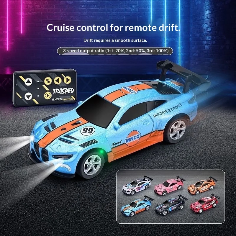 Mncz Mini Remote Control Drift Car 1 64 Alloy Wireless Bluetooth Led Lights Adjustable Speed 2 4Ghz Desktop Racing For Men