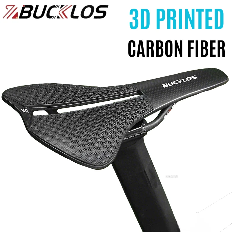 

BUCKLOS Carbon Fiber Road Bike Seat Cushion 3D Printed Bicycle Saddle Breathable Seat Pad Hollow Cushion Racing Class Saddle