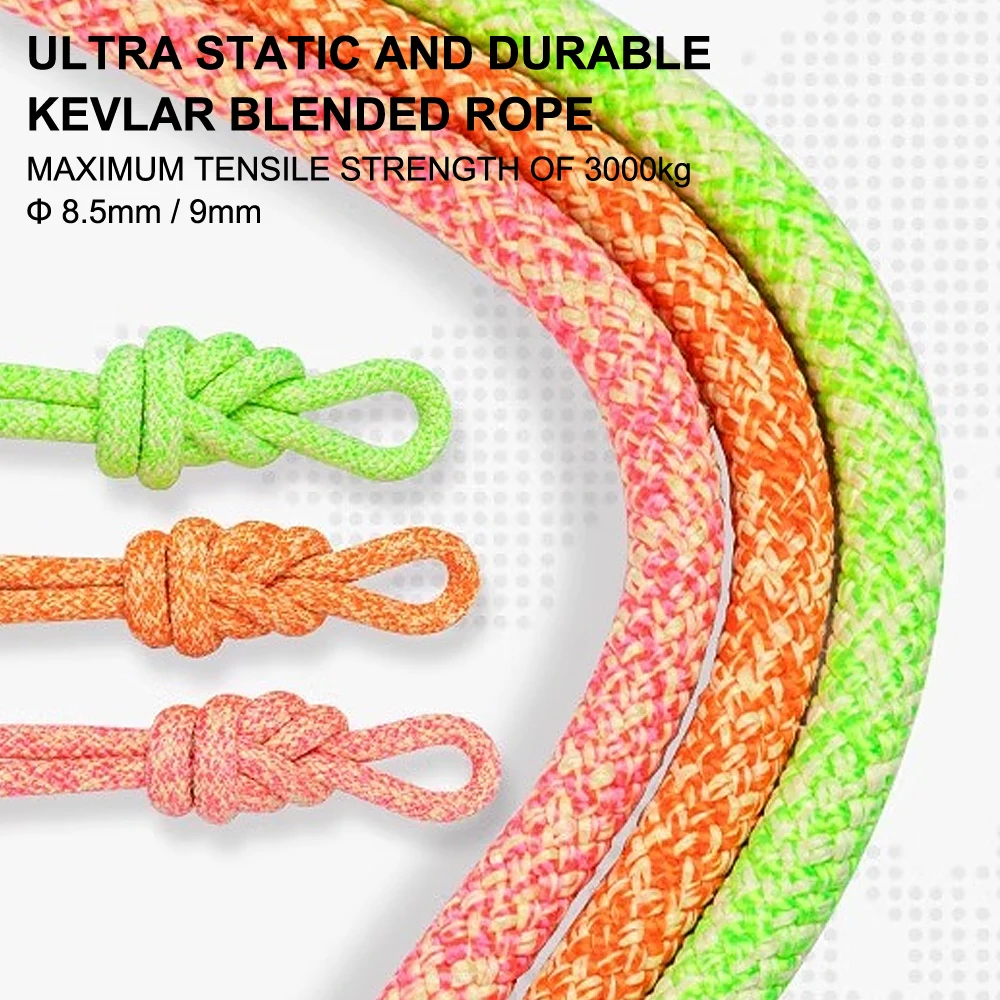 Φ 8.5mm/9mm-5m,Kevlar Multifunctional Auxiliary Rope,Low Elongation High-Strength Rope Outdoors Climbing Exploring Holes,P827
