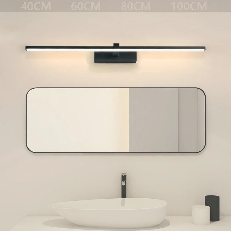 Modern LED Wall Lamp Mirror Decor Lighting 60/80/100cm Long Strip Light For Bedroom Bathroom Washroom Kitchen Indoor Luminaires