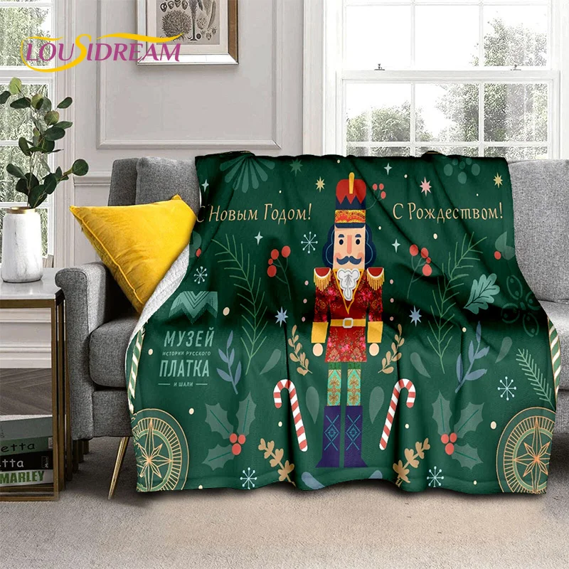 

Christmas Tree New Year Nutcracker Cartoon Fairy Tales Blanket,Soft Throw Blanket for Home Bedroom Bed Sofa Cover Child Gift