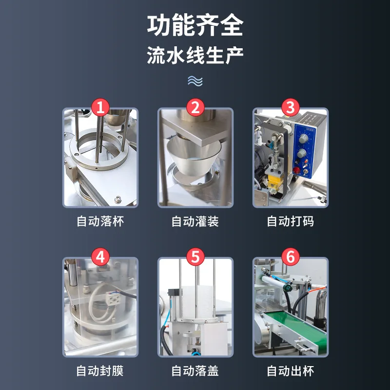 XBG-900 × 1 ماكينة ختم الأكواب الأوتوماتيكية على شكل قرص درجة حرارة ثابتة قالب الختم ترميز تلقائي لحساء الخضار معكرونة حساء S #5