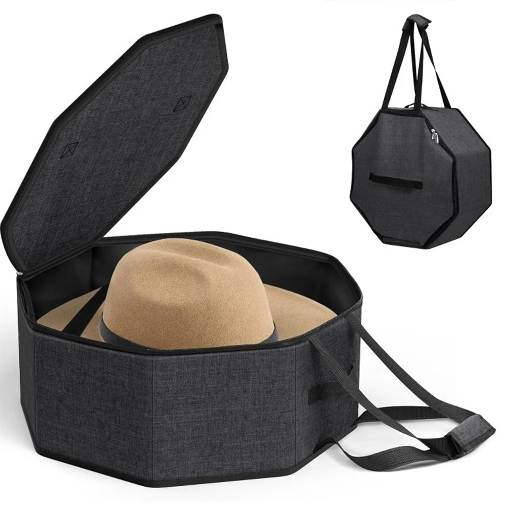 Foldable Hats Box Traveling Cowboy Hat Storage Case Hat Holder Organizer Case With Zipper for Cowboy Hats Fisherman Straw Hats