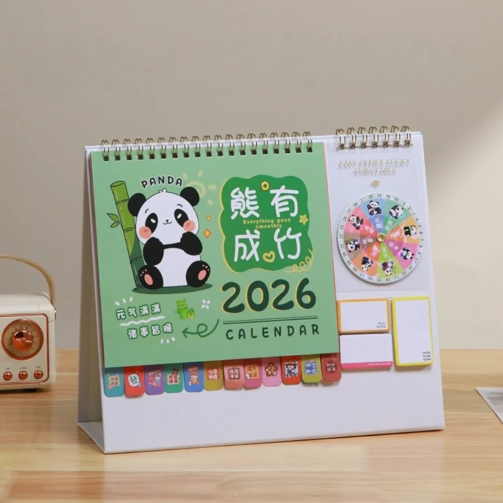 Chinese New Year Style 2026 Desk Calendar Month Date Display with Notes Horse Year Calendar Cartoon Pony Coil Binding