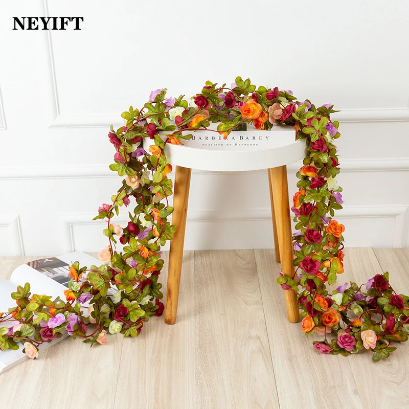 Guirnalda de flores artificiales para decoración del hogar, arco de jardín, vid de peonía falsa, 2,5 M, para Navidad, boda, primavera y otoño