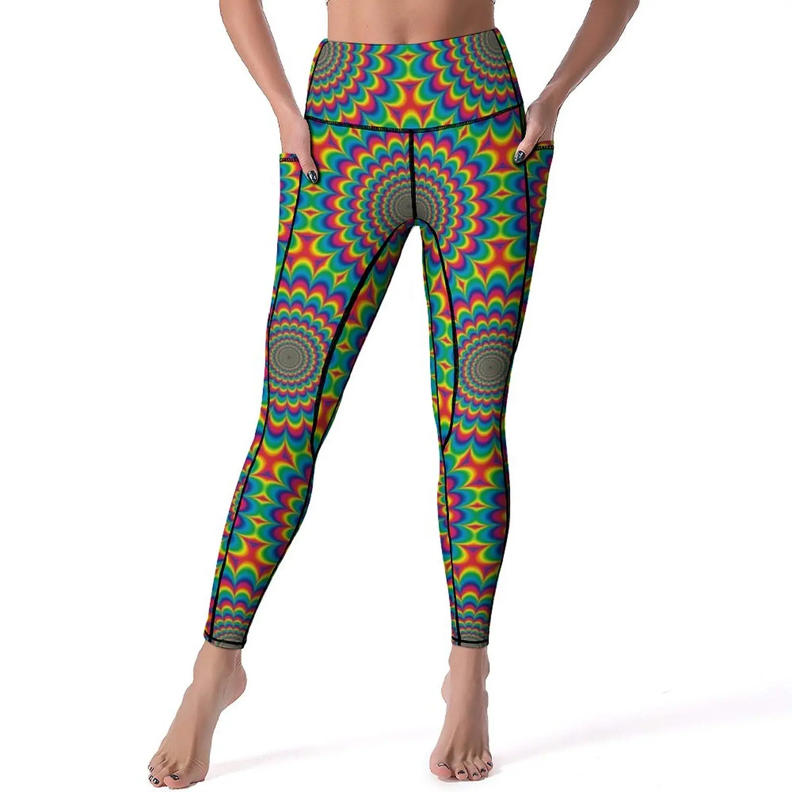 Psychedelic Sixties Leggings Sexy Hippie Style Workout Gym Yoga Pants Push Up Stretch Sports Tights Breathable Pattern Leggins