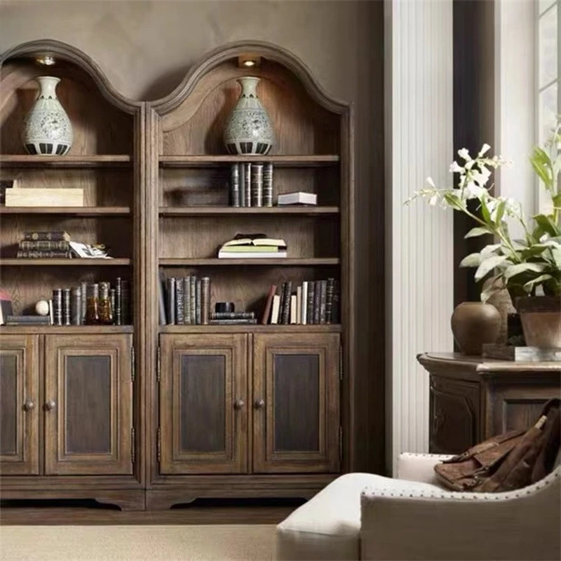 

Мебель из массива дерева, антикварный книжный шкаф с резьбой по дереву, европейская книжная полка из массива дерева Solana Group.