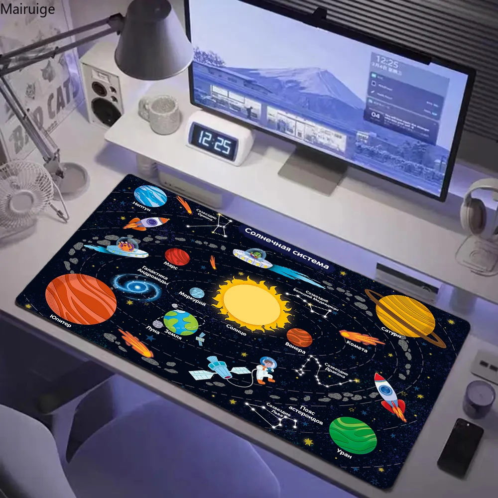 Space Mat Mechanical Keyboard Spacecraft Mouse Pad Anime Accessories Gamer Mousepad XXL rubber Anti-wrinkle anti-slip Desk Mat