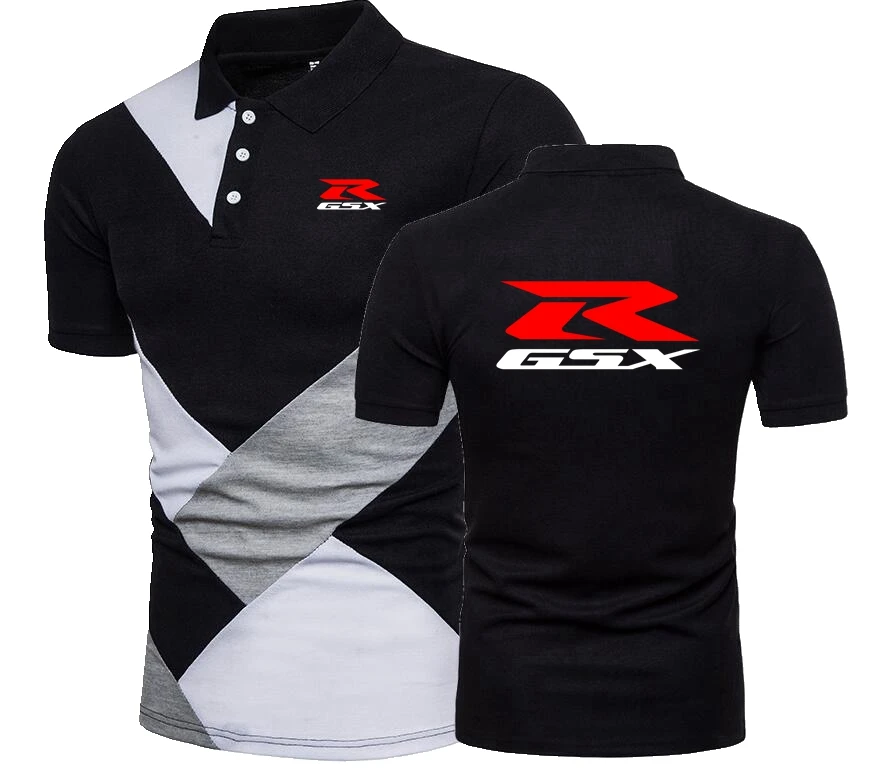 R LOGO Moto Men Polo Shirt Splicing Motorcycle Suzukies Men\'s Retro Tops Shirt Boy Women Hondaes F1 Polos Shirt S-4XL