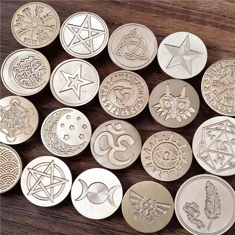 Wax Seal Stamp Head Star Moon Religion Symbol Ramadan Pentacle Pattern Design Logo Scrapbooking Decoration Stamp Brass Head