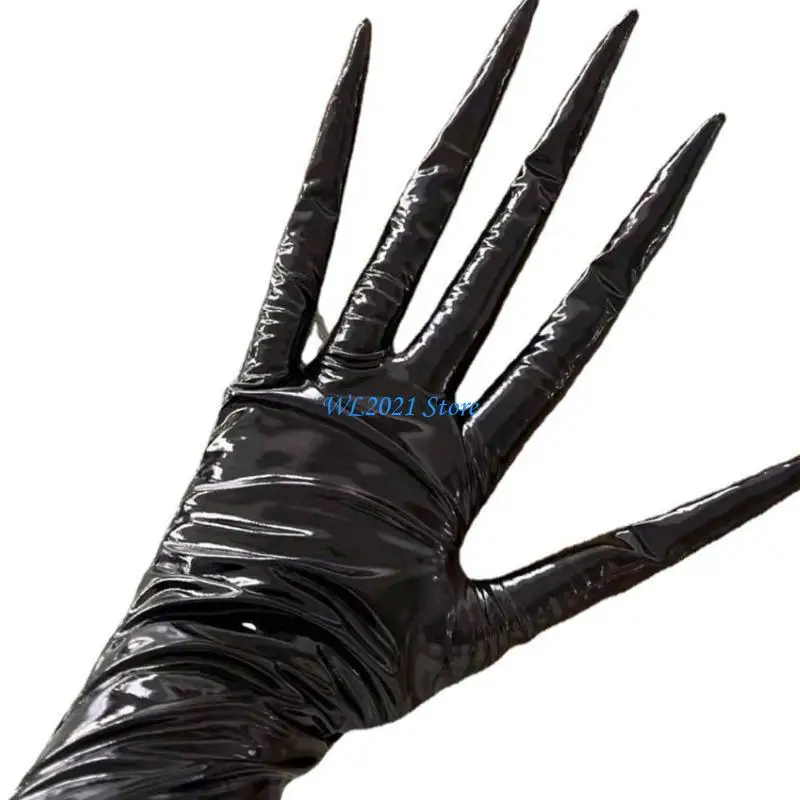 

G5GC Glossy Enamel Leather Long Gloves for Women Poles Dancing and Halloween Party