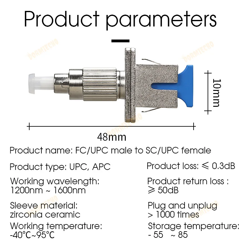 High Quality FC-SC Hybrid Converter Fiber Optic Adapter for FC Male to SC Female Coupler Single Mode Loss Insertion Loss