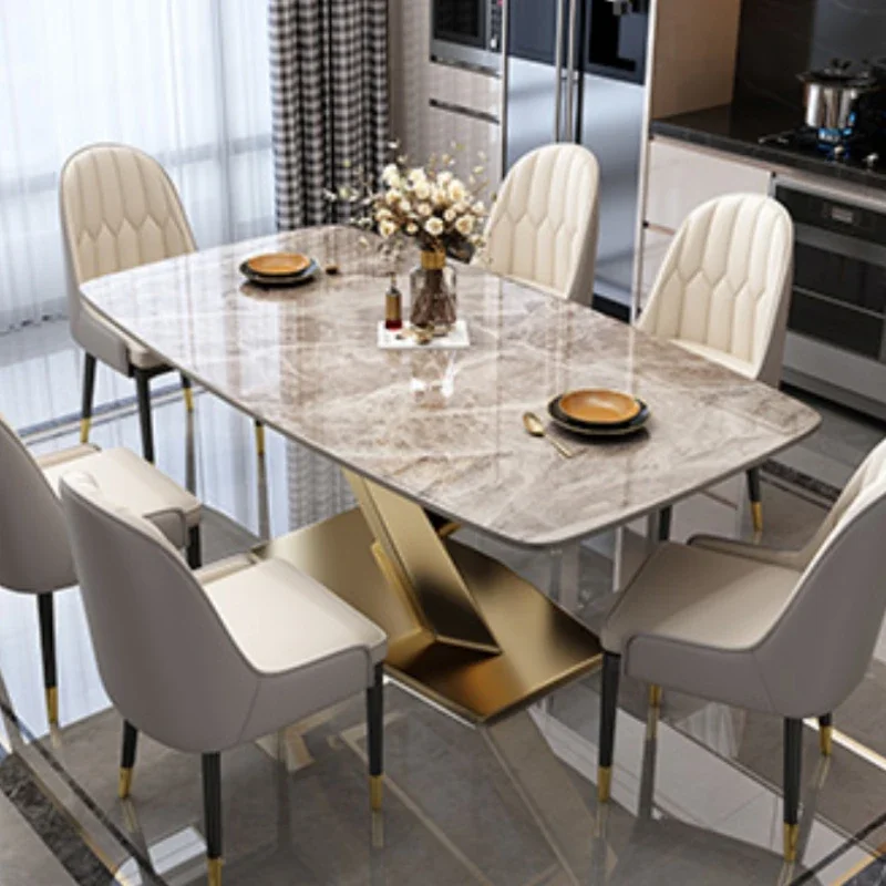 Multifuctional Luxury Ding Table Gold Oilproof European Designer White Chairs Table Modern Living Room Mesa Comedor Decoration