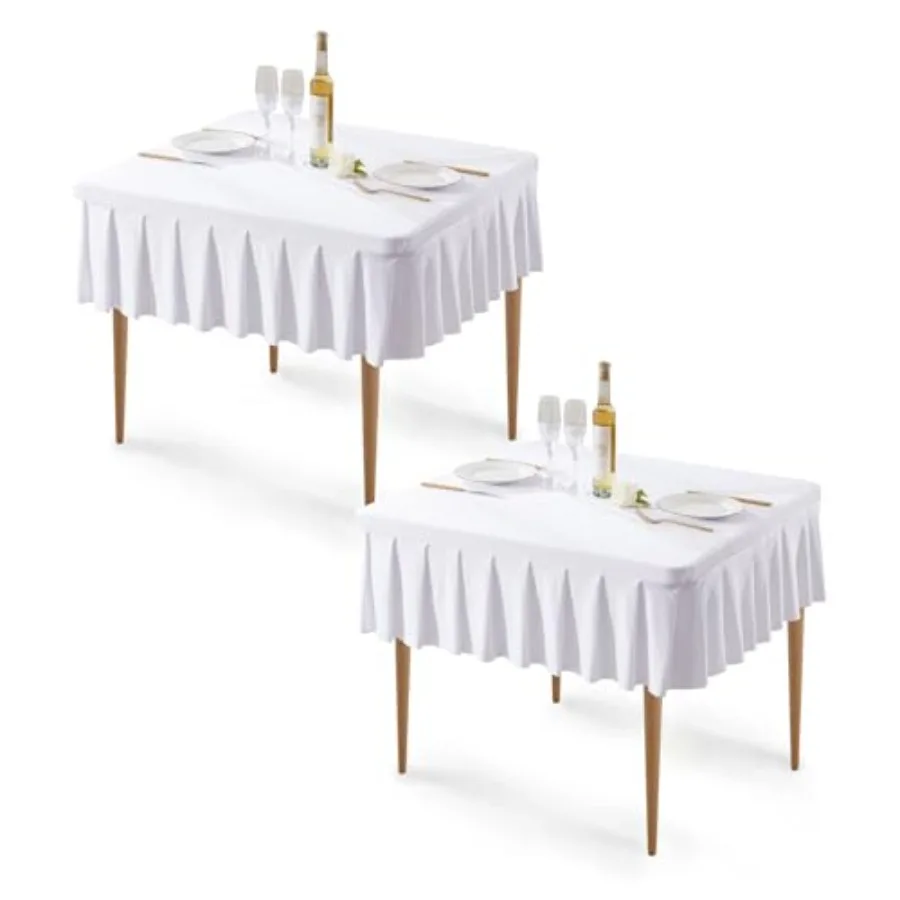 

Набор из 2-х скатертей из спандекса для квадратных столов 34x34 дюйма, эластичные скатерти с плиссированной оборкой для столов 34 дюйма.