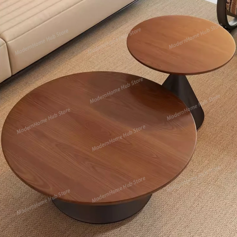 Living Room Coffee Table Small Space Luxury Round Wood Coffee Table Minimalist Nordic Mesa Lateral Para Sala Modern Furniture