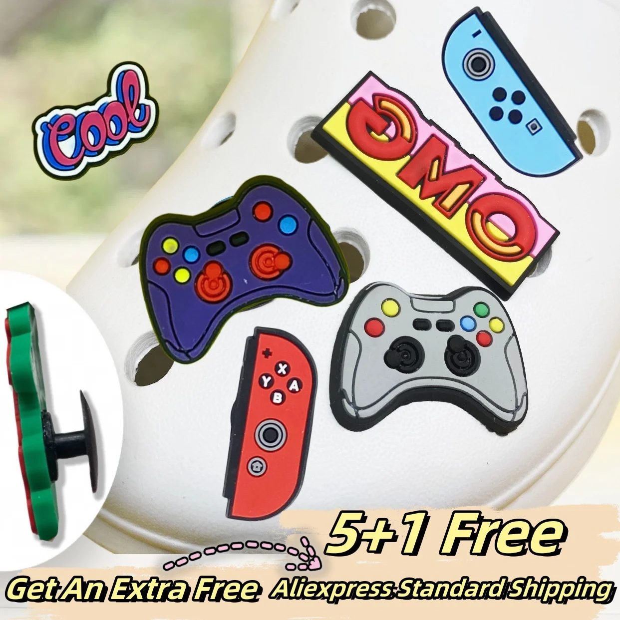 1pcs Sale Gamepads PVC shoe charm Pins Accessory Clogs Clips Badges Cool DIY shoe decoration for croc jibz kids favor X-mas gift