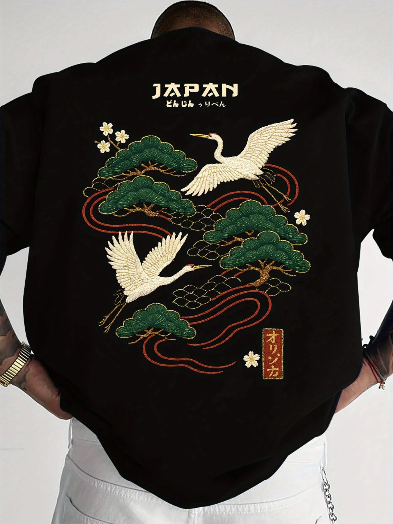 

Хлопковая футболка Japan Crane в винтажном стиле, уличная одежда, традиционный азиатский стиль, летняя повседневная мужская одежда, унисекс, футболка с коротким рукавом и графическим принтом