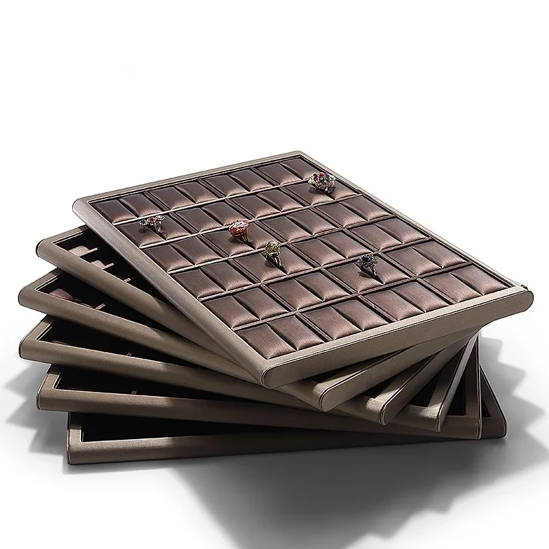 Brown Color Jewelry Tray Rings Organizer Necklace Pendant Show Stand Bracelet Dispaly Holder Beads Storage Tray