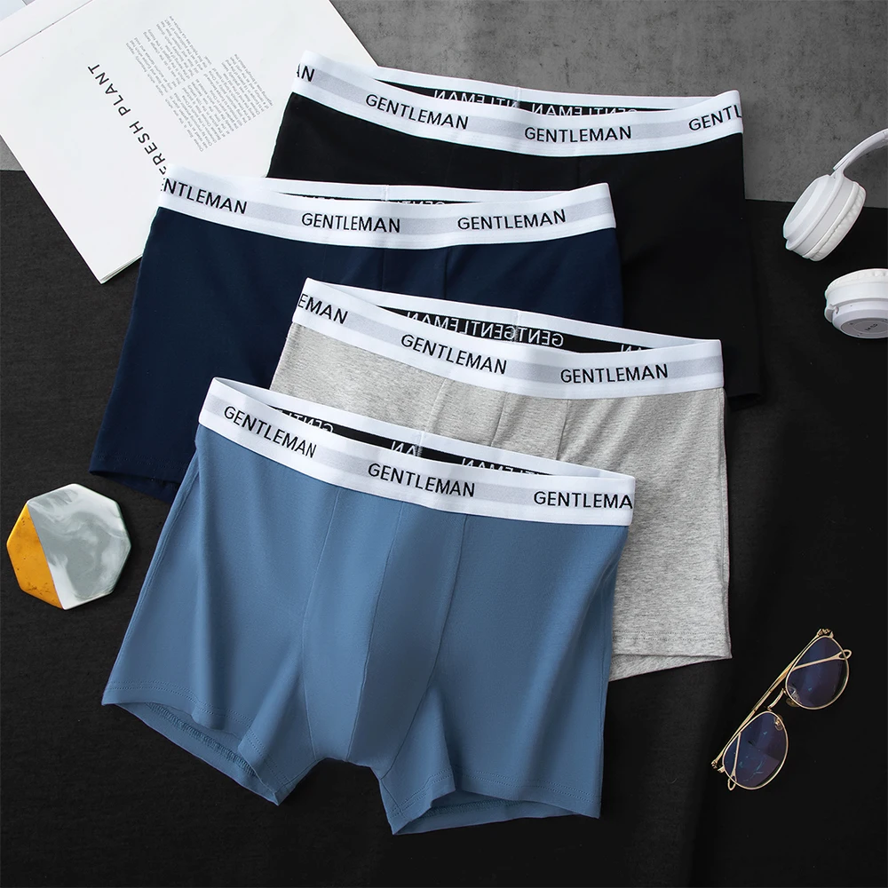 

3PCS/Pack Cotton Antibacterial Breathable Men's Panties Soft 4-Way Strench Underwear for Man High Elastic 3.5cm Waistband Boxers