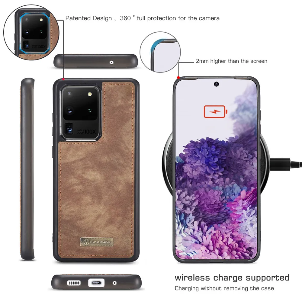 Dành Cho Samsung Galaxy Samsung Galaxy S20 Ultra / S20 Plus Bao Da CaseMe Từ Tính Có Thể Tháo Rời Nắp Ví Bao Da Dây Kéo Túi Ngăn Đựng Thẻ