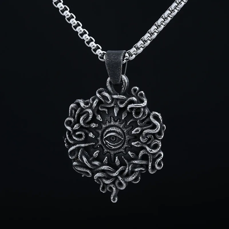 Retro 2024 New Fashion 316L Stainless Steel The Eye Of God Pendant Necklace For Man Women Boyfriend Gift