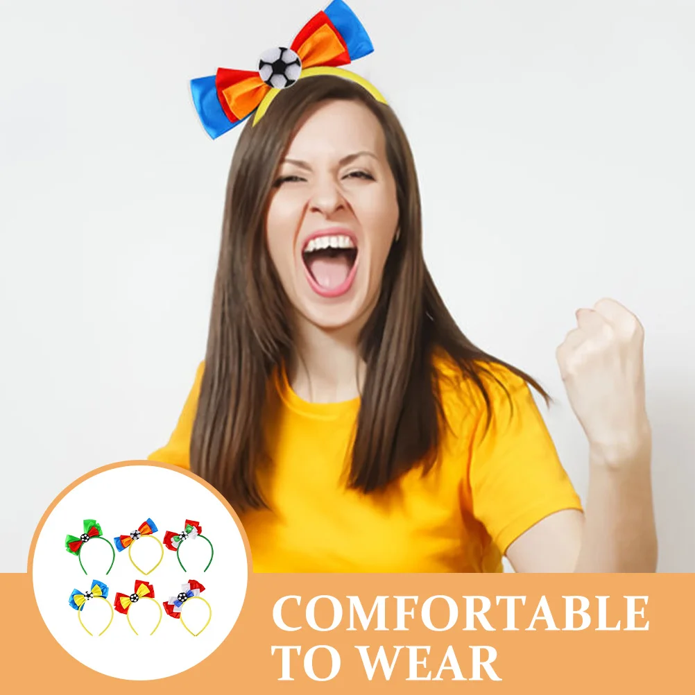 6 قطعة أغطية الرأس لكرة القدم مهرجان حفلة هيرباند الاحتفال رئيس الديكور مباراة كرة القدم المشجعين الملحقات الملونة #1