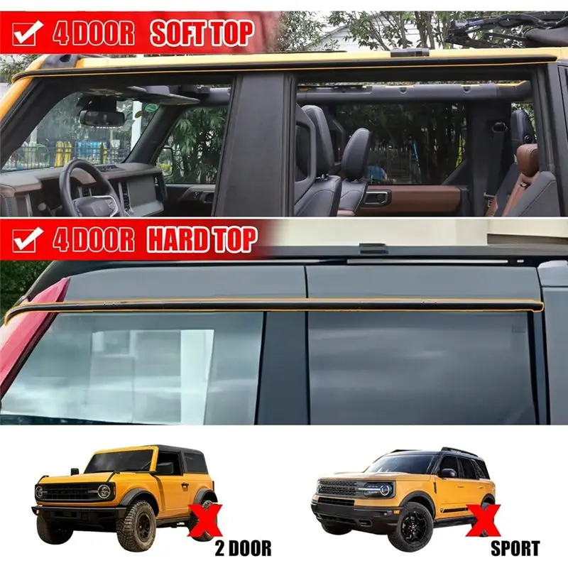 Leading-Edge-Side Window Deflectors Car Window Roof Rain Gutter For Ford Bronco 4-Door 2021-2024 Rain Accessories Driverter