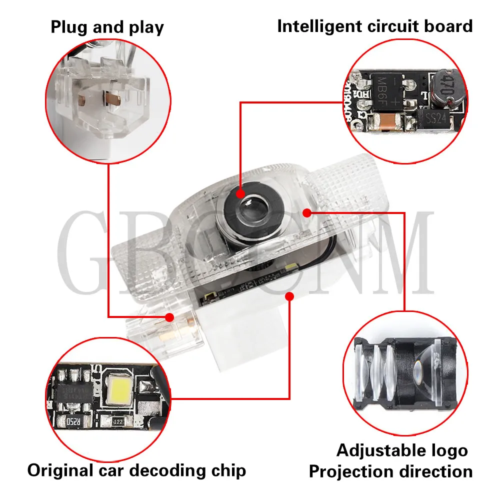 LED Car Door Welcome Light Bulb Ghost Shadow Courtesy Lamp Accessories For Toyota Land Cruiser 200 LC200 Prado 150 MARK Sequoia