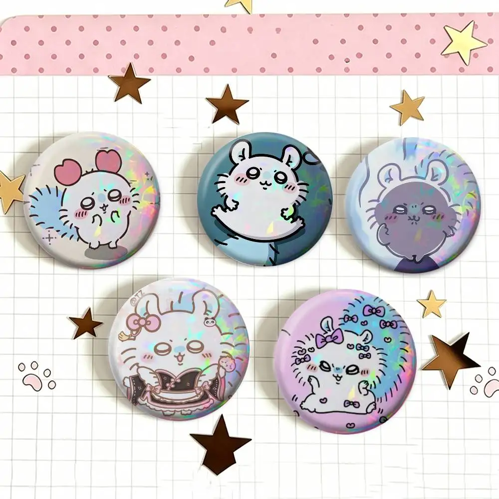 Cute Cartoon M-momongas   Laser Badge Creative Pins Brooch for Bag Clothes Hat Decor Gifts Fans Collect