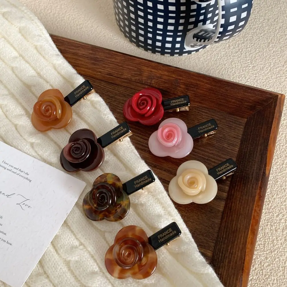 

Colorful Rose Flower Hair Clips Simple Acetic Acid Hair Clips Korean Style Rose Flower Duckbill Clips
