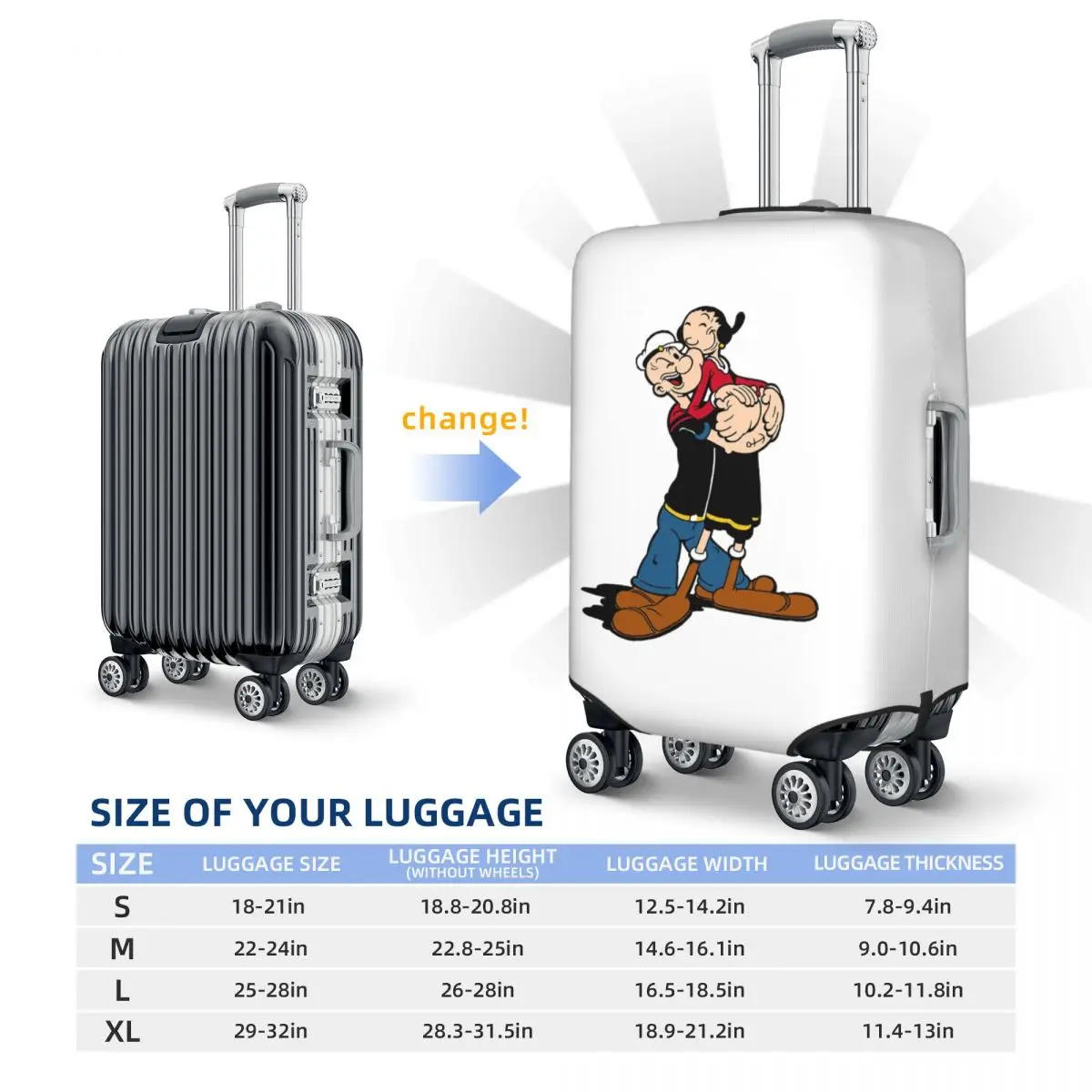 Защитный чехол для чемодана Popeye Loving, эластичные защитные чехлы для багажа для путешествий на 18-32 дюйма