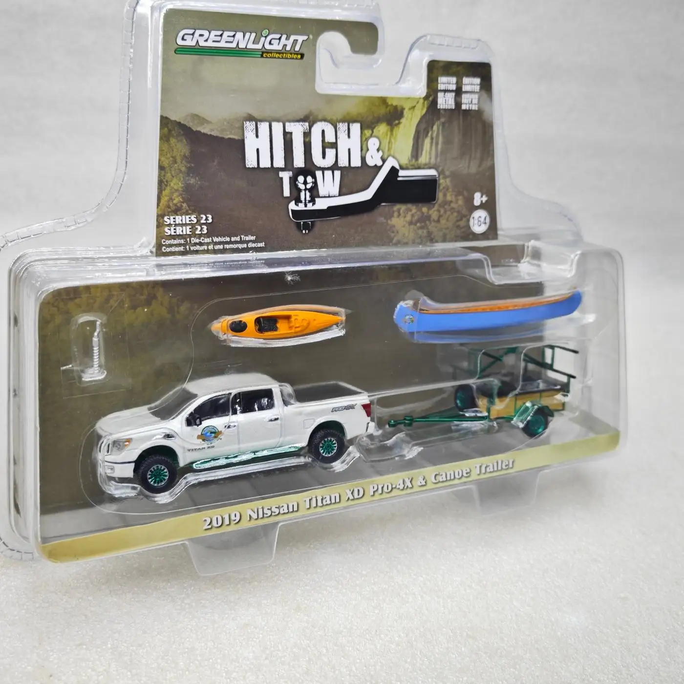 greenlight-1-64-2019-titan-xd-pro-4x-e-rimorchio-per-canoa-simulazione-mini-modello-di-auto-in-lega-decorazione-regalo-giocattolo