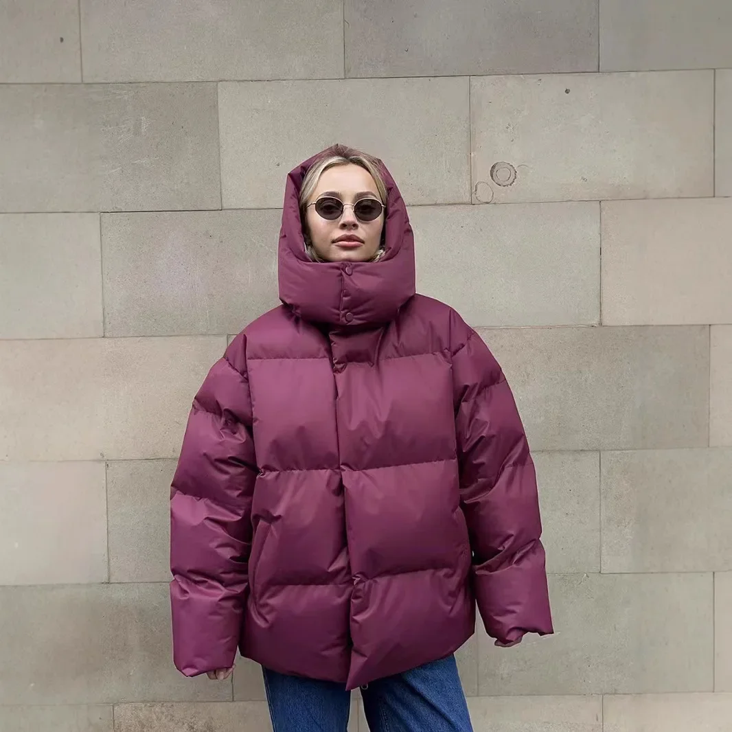 

Women's Super Thick Hooded Cotton Jacket 2025 Street Style Zipper Coat Autumn Winter Casual Wear Outfit Warm Streetwear