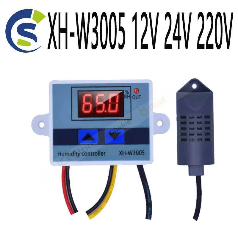 W3005 Digital Humidity Controller Humidistat Hygrometer Humidity Control Switch Regulator Humidity Sensor XH-W3005 12V 24V 220V