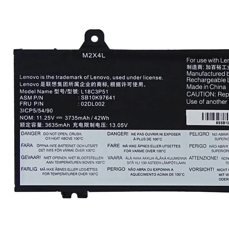 For Lenovo ThinkPad S3-490 E490S L18C3P51 SB10K97641 02DL002 11.25V 42wh Laptop Battery