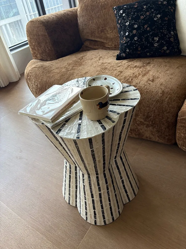 Modern Art Sense Natural Shell Coffee Table Mobile Living Room TV Cabinet Sofa Side Corner Tables Furniture
