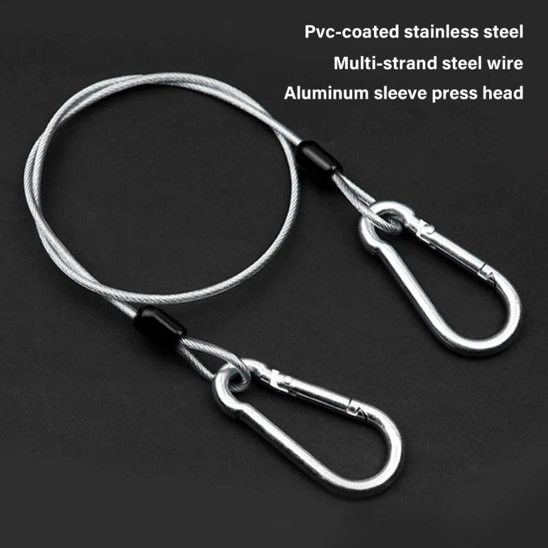 

4Pieces Stainless Steel Locking Cables with Double Hook Design Wire Rope for Outdoor Furniture Bikes Motorcycles Garden K1YF