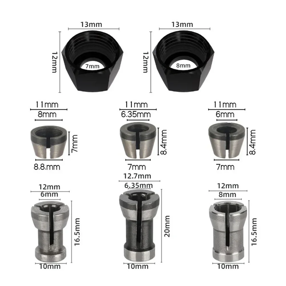 8 stücke 6mm/6,35mm/8mm Spannzange Gravur Trimmen Maschine Chuck Adapter Fräser Router Bit spannzangen