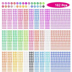 162Pcs/Sheet Self Adhesive Rhinestones Gems Stickers Bling Jewels Stickers for Kids DIY Craft Card Party Decorations